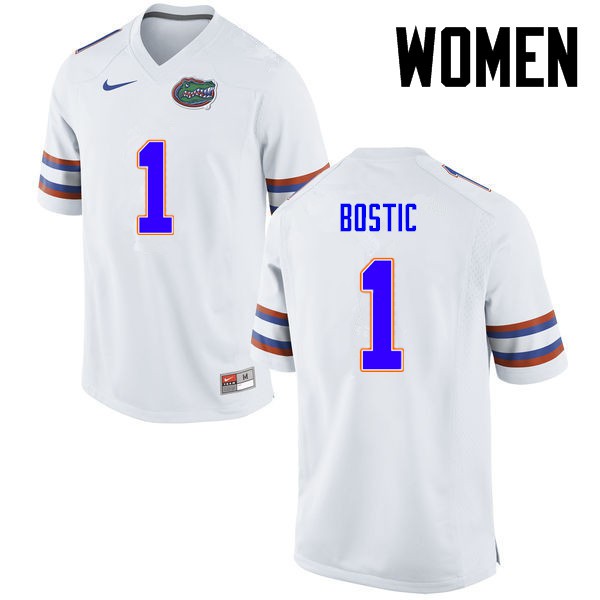 Florida Gators Women #1 Jonathan Bostic College Football Jersey White